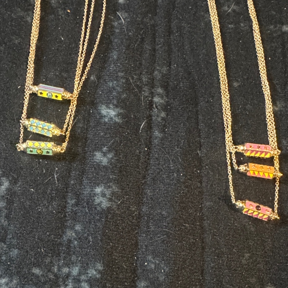 Elegant Gold Like and Multicolor Geometric Necklace Set